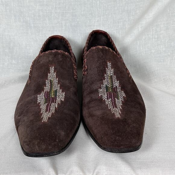 VTG Donald J Pliner suede southwest embroidered square toe loafers Sz 9 1/2M main image 5